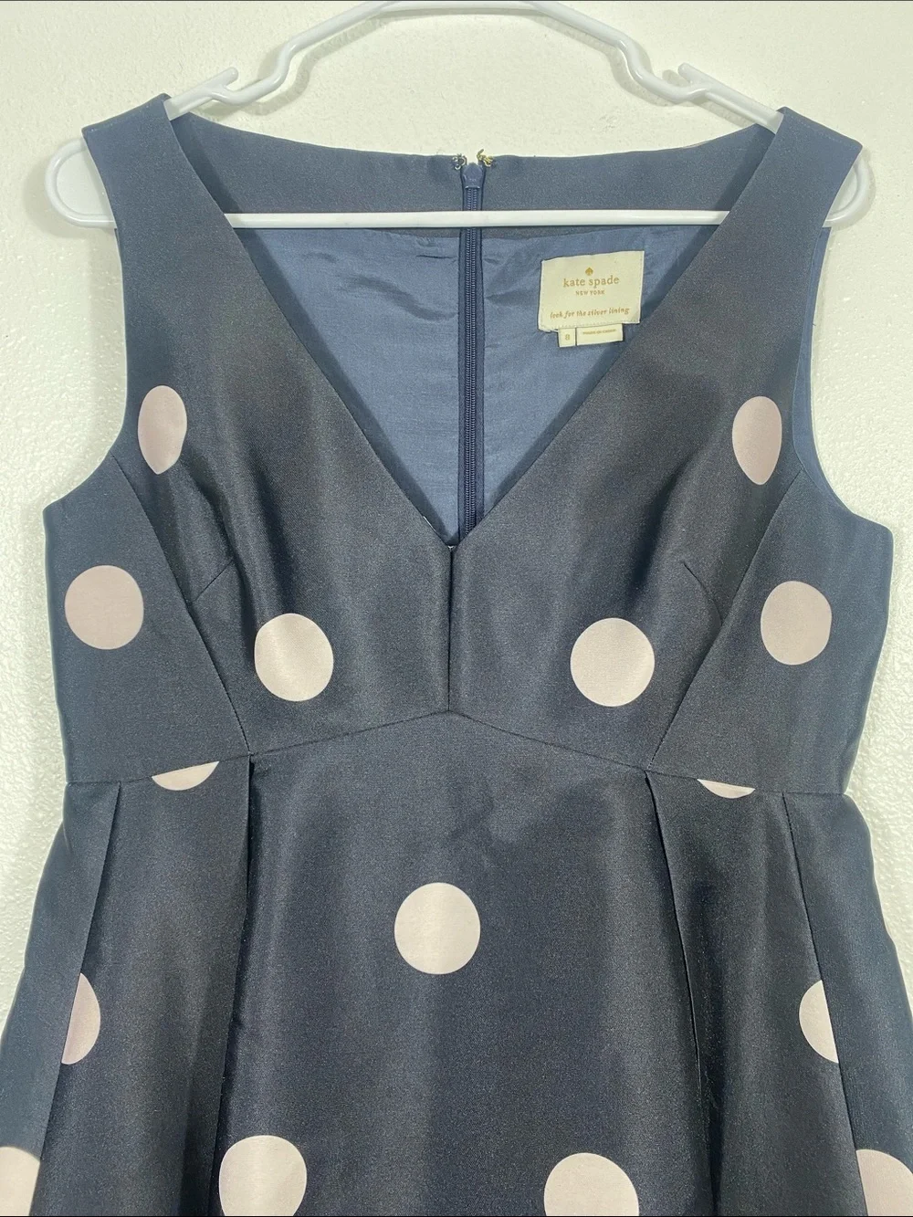 kate spade Black Midi Dress with Pink Polka Dots Size 8